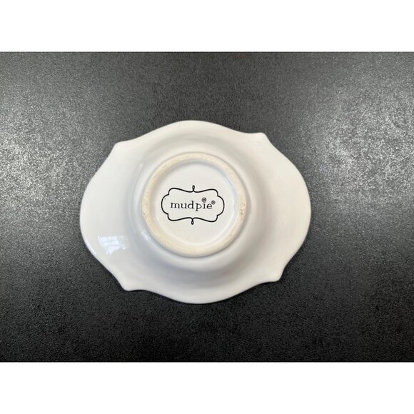 Mud Pie Let's Salsa Spoon & White Ceramic Serving Bowl Set w/ Gold Bead Trim - Picture 6 of 9